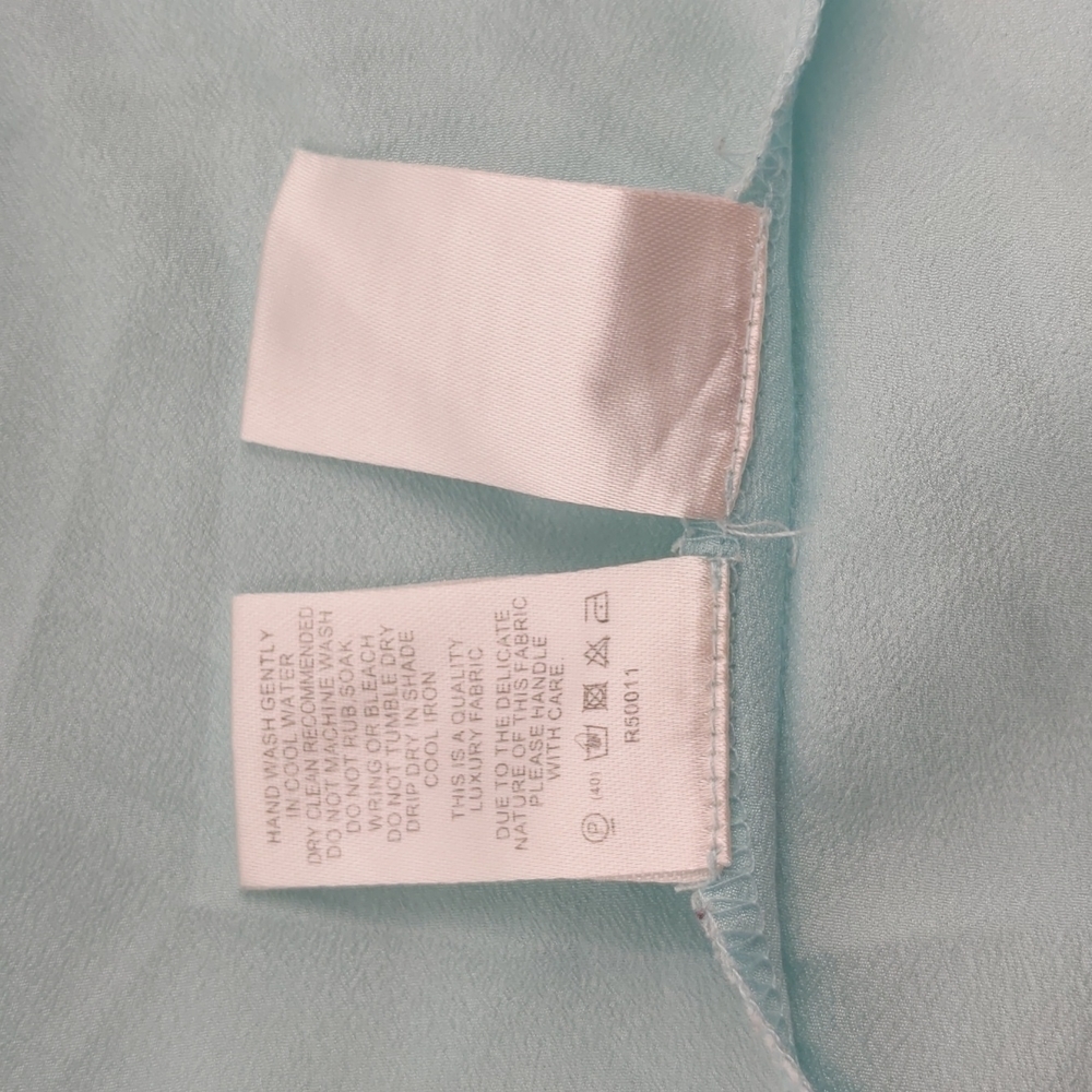 Cue Women's Top Size 6 Mint Green Sleeveless Round Neck Keyhole Button Gathered - Picture 16 of 16